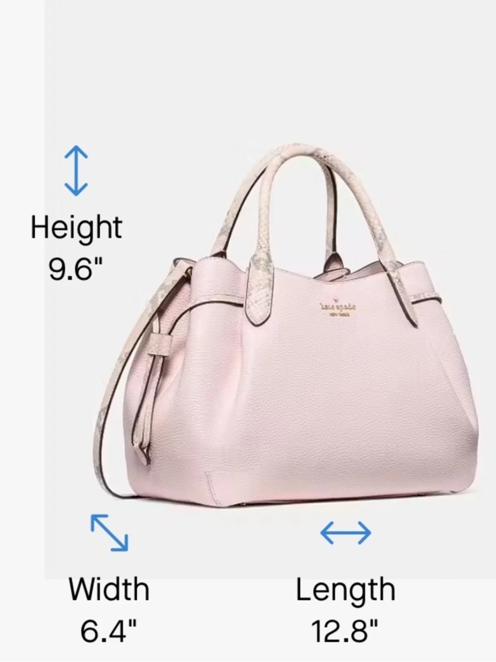 Kate Spade Dumpling Snake Embossed Large Satchel Bag Shimmer Pink